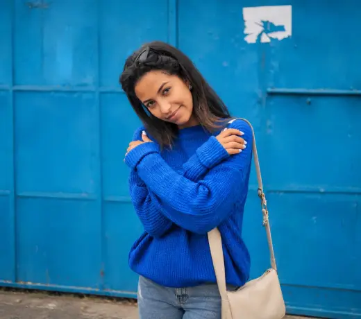 pull femme bleu électrique