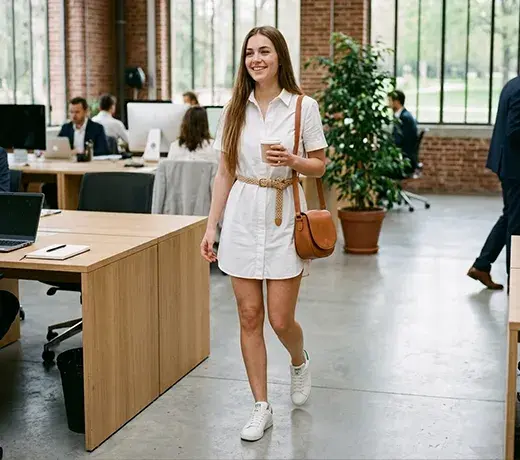 robe chemise avec des baskets adidas stan smith