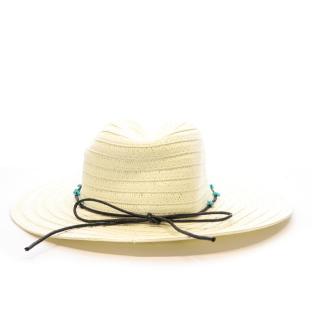Chapeau de soleil en paille Blanc à large bord Via Lorenzo Fedora vue 0