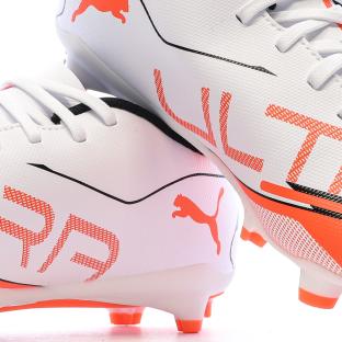 Chaussures de Foot Blanc/Orange Junior Puma Ultra 5 Play FG/AG vue 0