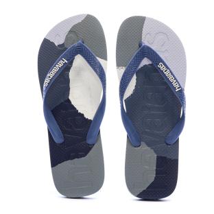 Chanclas para hombre Havaianas Logomania en azul, azul marino y gris ver 0