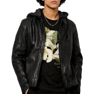 Veste En Cuir Noire Homme Kaporal Kp Luine vue 0