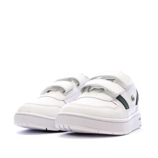 Weiße/khakifarbene Lacoste Court Sneakers für Jungen Ansicht 0