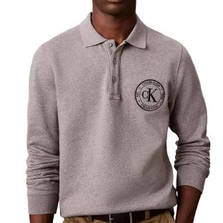 Polo Gris Homme Calvin Klein Jeans Terry vue 0