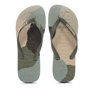 Chanclas para hombre Havaianas Slim 1740, en verde y beige ver 0