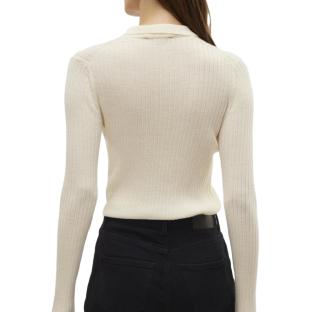 Women's long-sleeved polo shirt ecru Vero Moda Mohana Photo of the Espace des Marques %store% store - view of %key%