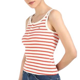 Tommy Hilfiger Women's Slim Button Tank White/Red Photo of the Espace des Marques %store% store - view of %key%