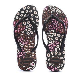 Tongs Noir Femme Havaianas Slim Animals Infradito vue 0
