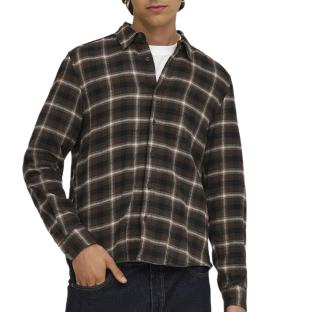 Chemise à carreaux Marron Foncé Homme Jack & Jones Flannel vue 0