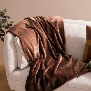 Plaid flanelle Marron Petrol Atmosphera 180x230 Cuddly vue 0