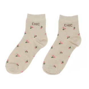 Chaussettes Beige à Fleurs Femme Stella Green Chic vue 0