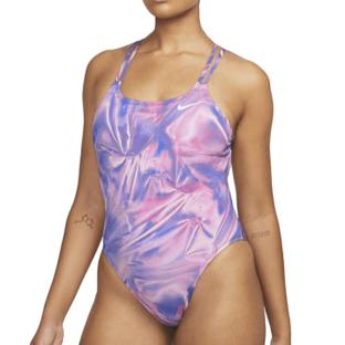 Damen Nike Spiderback Einteiliger Badeanzug Violett Ansicht 0