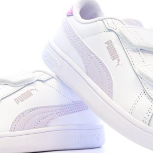 Baskets Blanc/Rose Fille Puma Smash 3.0 vue 0