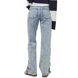 Jean Droit Bleu Femme Pieces Fenda vue 0
