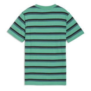 Puma Ess Elevated Striped Boys’ Green/Grey T-shirt Photo of the Espace des Marques %store% store - view of %key%