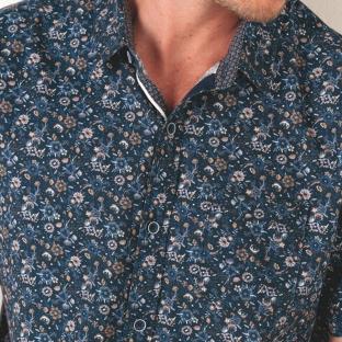 Camisa azul marino para hombre RMS26 con estampado integral ver 0