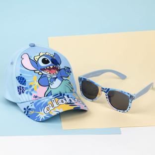 Kinder Sport Zone Stitch Aloha Kappe + Sonnenbrille Set Blau Ansicht 0