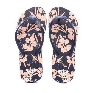 Tong Marine à fleurs Fille Roxy The Sea Vanille vue 0