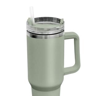 Taza de viaje isotérmica verde de 1 litro ver 0