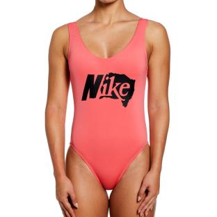 Badeanzug 1-teilig Rosa Damen Nike U-back Ansicht 0