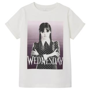 T-shirt Blanc Fille Name it Jax Wednesday vue 0