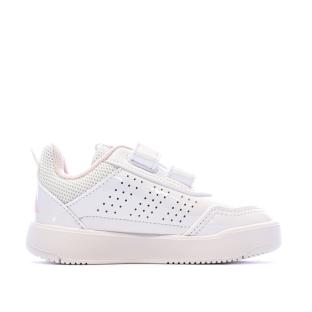 Baskets Blanc/Rose Fille Adidas Tensaur vue 0
