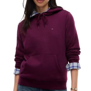 Tommy Hilfiger Flag1 Damen-Kapuzenpullover in Bordeaux Ansicht 0