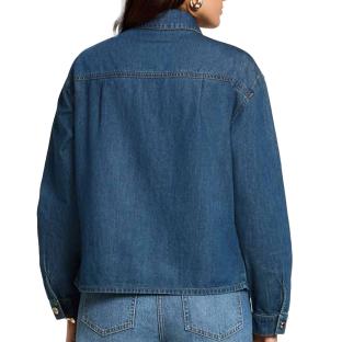 Blaues Damen-Jeanshemd mit Schleife von Morgan Lavalliere Ansicht 0