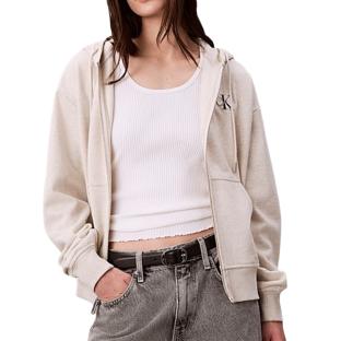 Sweat Zippé Gris Femme Calvin Klein Jeans Monologo French vue 0