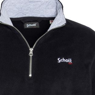 Schott Half Zipped Fleece Sweatshirt Schwarz Mann Ansicht 0