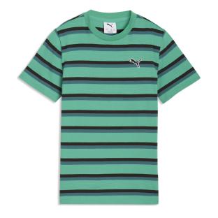 Puma Ess Elevated Striped Boys’ Green/Grey T-shirt Photo of the Espace des Marques %store% store - view of %key%