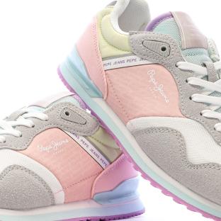 Baskets Gris/Rose/Jaune Femme Pepe jeans London vue 0
