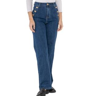 Jeans Bleu Femme My Tinas Jean Wide Leg Boutons vue 0
