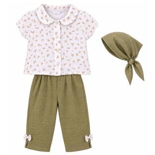 Ensemble Blanc/Kaki Fille P'tit Mome Iris vue 0