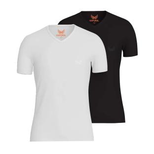 x2 T-Shirt Noir/Blanc Homme Kaporal JIFT vue 0