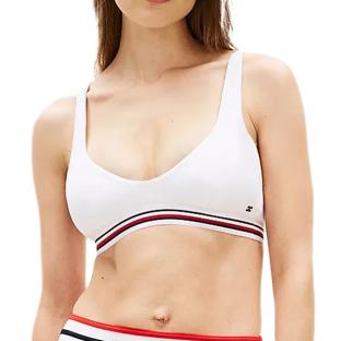 Weißes Bikini-Oberteil für Damen von Tommy Hilfiger, gestreift Ansicht 0