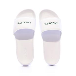 Claquettes Blanches/Vertes Homme Lacoste Serve vue 0