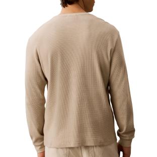 Beiges Herren-Sweatshirt von Calvin Klein Jeans mit Waffelmuster und Aufnähern Ansicht 0