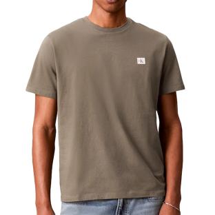 T-Shirt Taupe Homme Calvin Klein Jeans Badge L4G vue 0