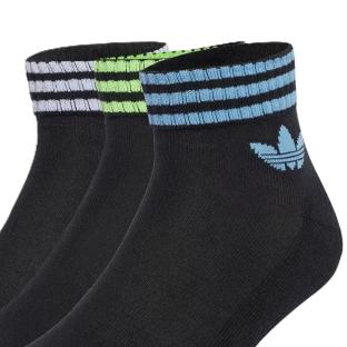 3 Paar schwarze Herrensocken von Adidas mit 3 Streifen, knöchellang Ansicht 0