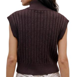 Gilet sans manches maille femme Marron Vero Moda Highneck vue 0
