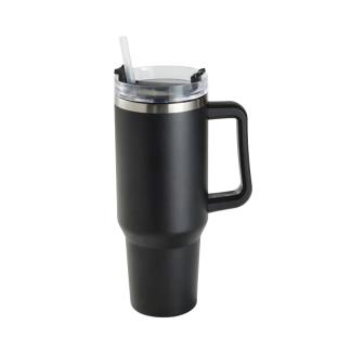 Taza de viaje isotérmica negra de 1 litro ver 0