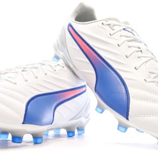 Chaussures de football Blanches/Bleu Homme Puma King Pro vue 0