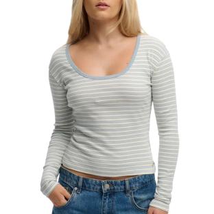 T-shirt Manches Longues Bleu à Rayures Femme Superdry Striped vue 0