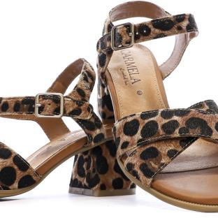 Sandales Marron/Noir Femme Carmela Leopardo vue 0