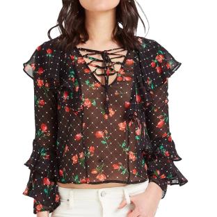 Blouse Noir à fleurs Femme Guess Rose vue 0