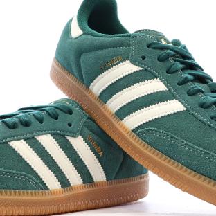 Baskets Vertes/Blanches Homme Adidas Samba vue 0