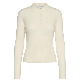 Women's long-sleeved polo shirt ecru Vero Moda Mohana Photo of the Espace des Marques %store% store - view of %key%