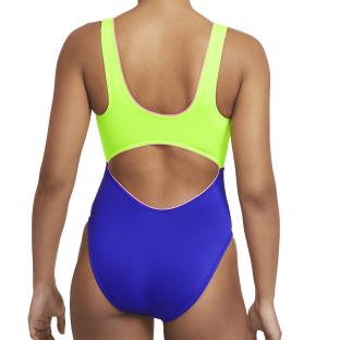 Traje de baño de una pieza Nike Cutout, amarillo/azul, mujer ver 0
