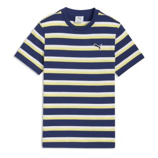 Puma Ess Elevated Striped Boys’ T-shirt – Navy/Yellow/White Photo of the Espace des Marques %store% store - view of %key%